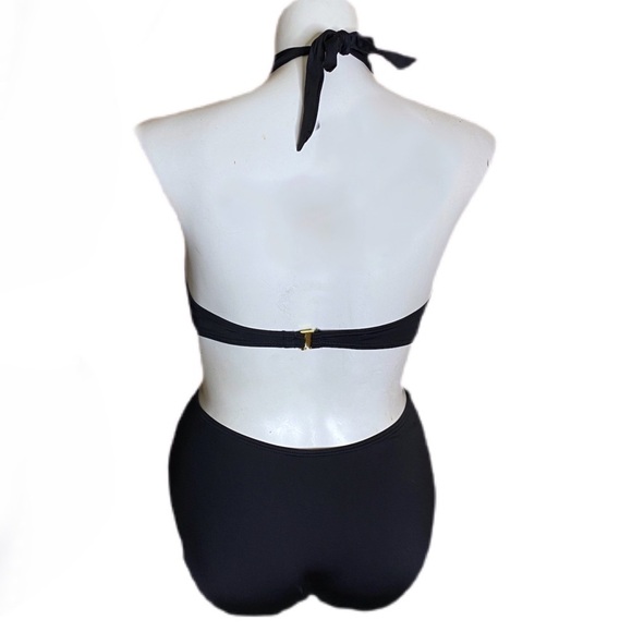 CARMEN MARC VALVO Twist Monokini Swimsuit High Neck Halter 1 Piece SIZE 14 Black - Picture 3 of 7